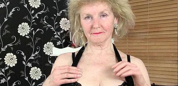  British granny Clare fucks a dildo